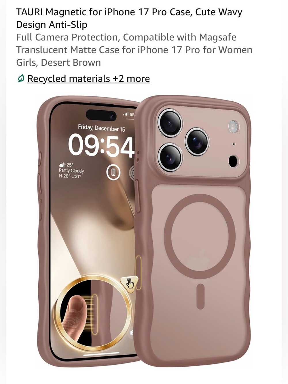 MagSafe-Compatible iPhone 17 Pro Case  Brown Anti-Slip new